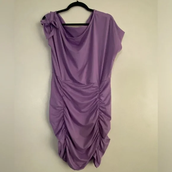 Purple Off Shoulder Ruffled Dress - Picture 3 of 4